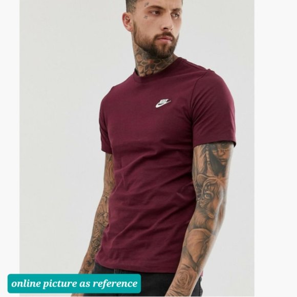 Nike  Men's T-Shirt Sportswear Club Maroon - Picture 4 of 8